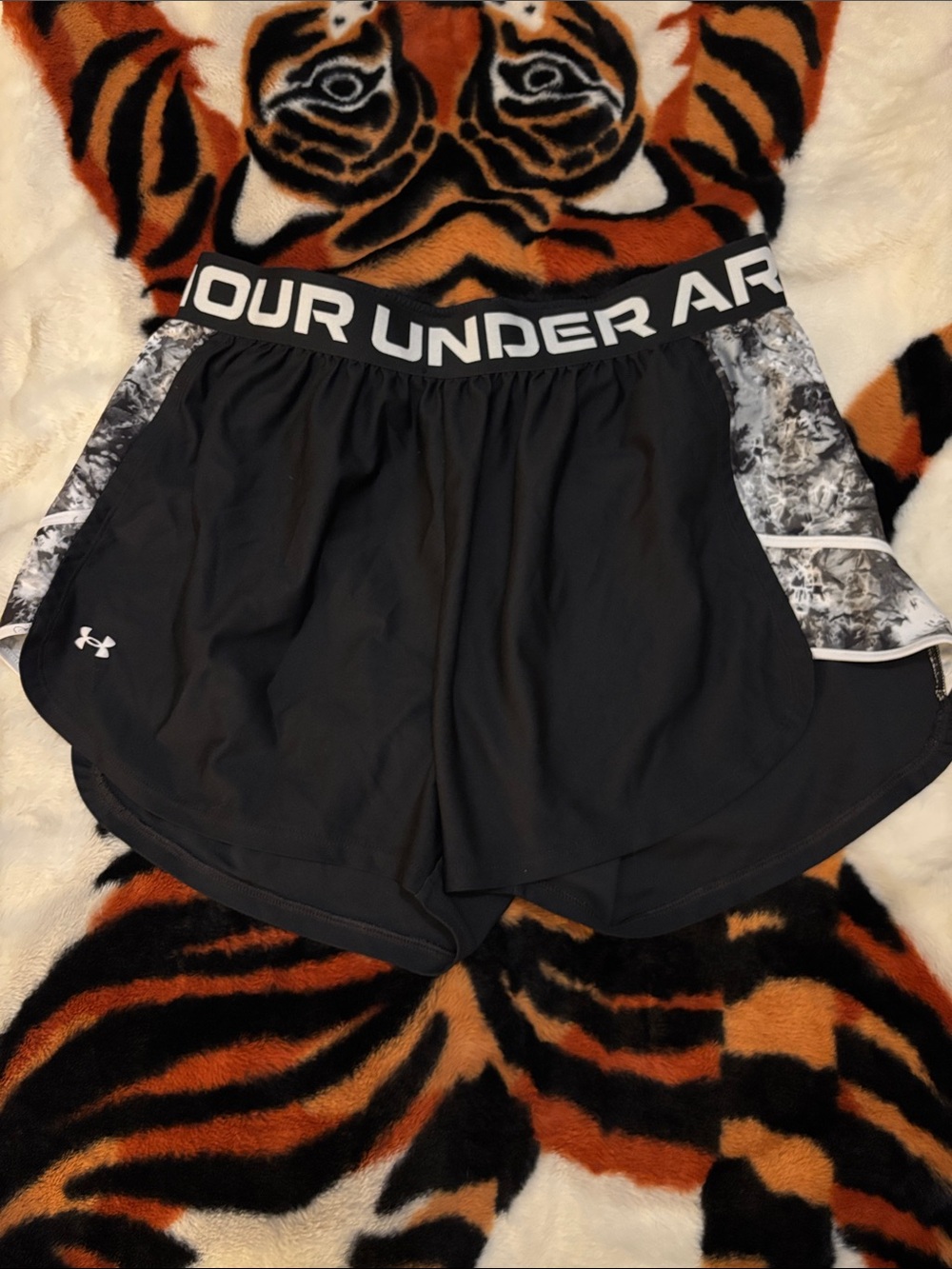 Under Armour Black Women's Athletic Shorts with Marble Side Panels